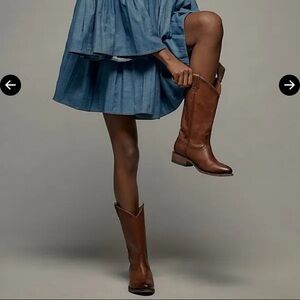 Frye Brown Heeled Cowboy Boots